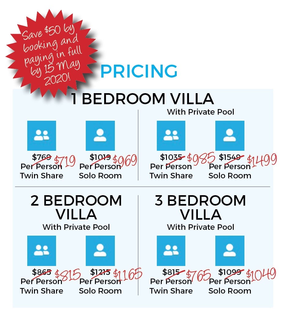 Bali yoga retreat 2020 Eastside Yoga and Pilates pricing on special